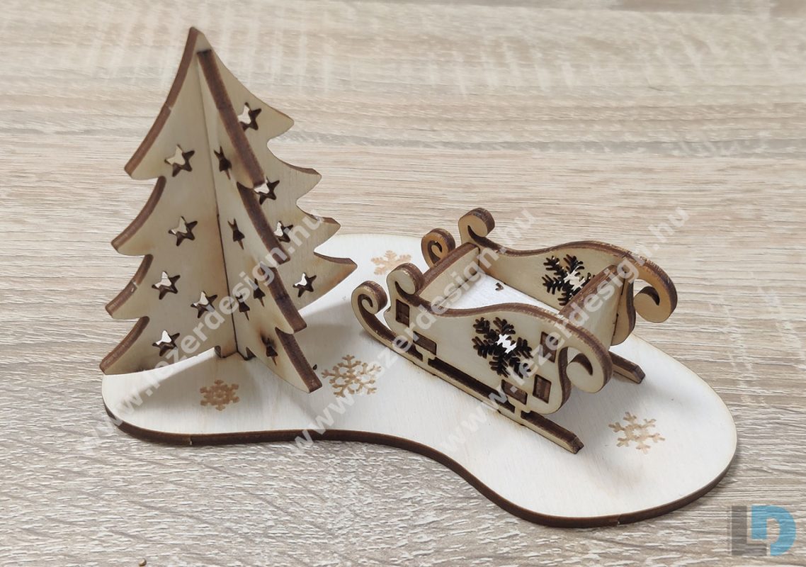 Üdvözlőlap, karácsonyi szánkós