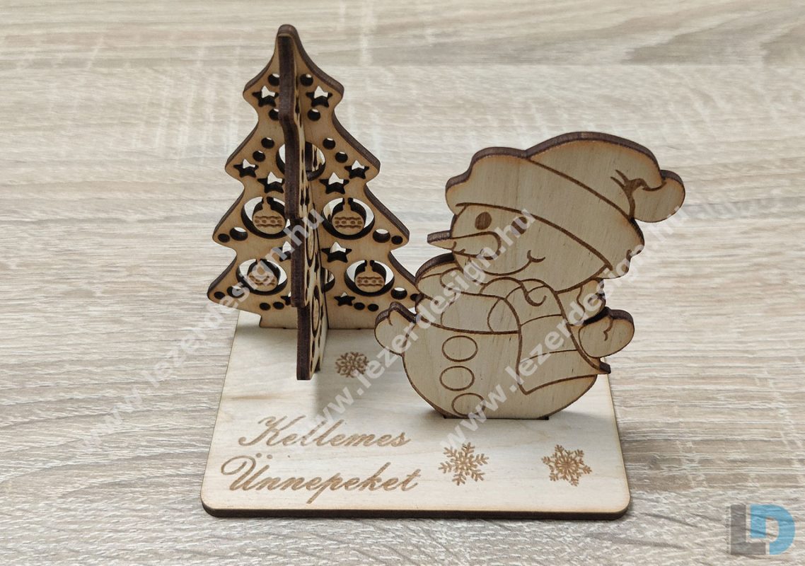 Üdvözlőlap, karácsonyi, hóemberes