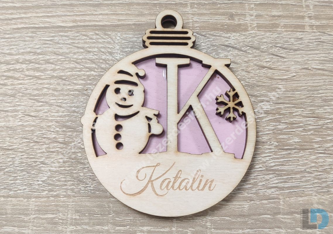 Karácsonyfadísz, monogrammal és névvel
